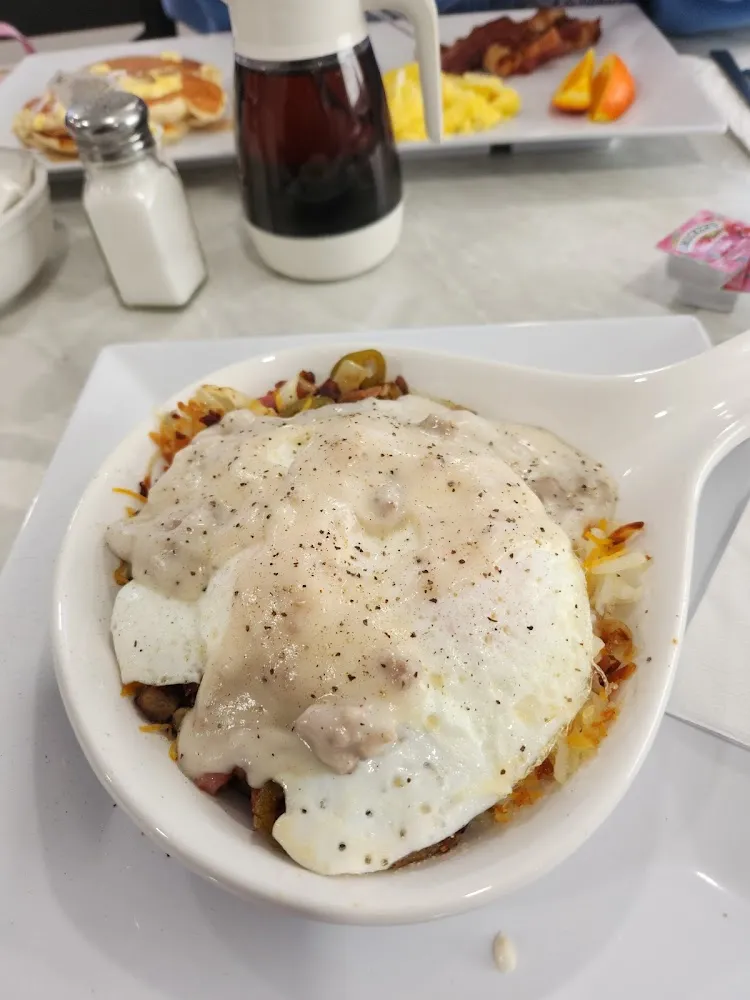 Breakfast Skillet with a Little Bit of Gravy and Jalapenos